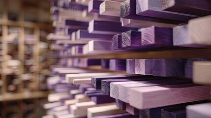 Fototapeta premium Close-up of stacked, colored wooden blocks