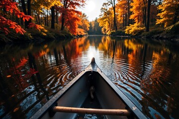 Canoe on Autumn Water	
