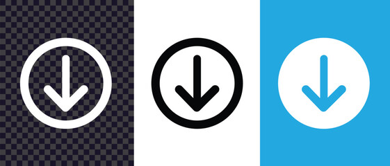 Download Button Icon.  Down Arrow Symbol. Down arrow button. Vector Illustration.