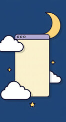 Cute vertical  phone wallpaper with a browser window frame on a night sky background