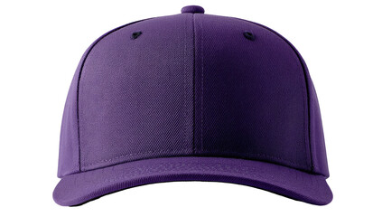 Front view of a solid-color purple baseball cap