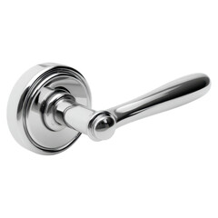 Polished Chrome Door Lever Handle with Elegant Round Base Design