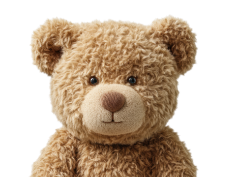 Soft Caramel Plush Teddy Bear with Stitched Features and Warm Fur
