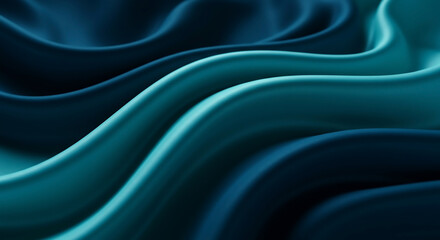 Obraz premium Mesmerizing deep blue and teal silk fabric flowing in elegant, soft waves, creating a luxurious abstract background