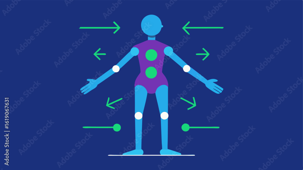 Poster exercise guide visualization an aigenerated hologram of a human figure demonstrating a physical ther