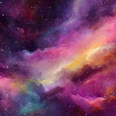 Naklejka premium Colorful nebula cosmic cloudscape, space background, abstract art, vibrant galaxy, for design