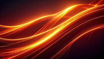 Abstract Glowing Orange Lines And Waves