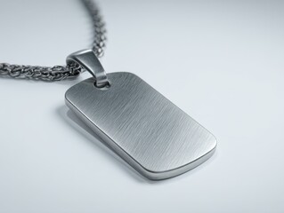 Fototapeta premium Brushed Stainless Steel Men's ID Tag Necklace with Chain