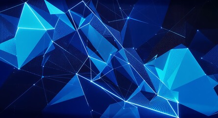 Abstract Blue Geometric Background with Connecting Lines and Triangles