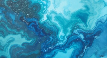 Obraz premium Abstract Blue Green Liquid Marble Background Texture