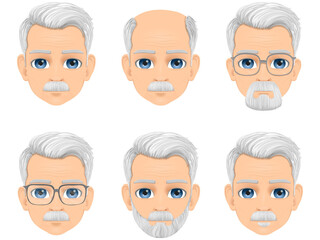 old man portrait or face set