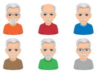 Fototapeta premium old man portrait or face set