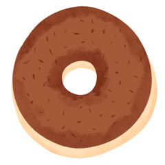 Chocolate Donut with Sprinkles – Pastel Food Illustration