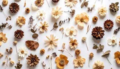 Dried Flower Arrangement On White Background