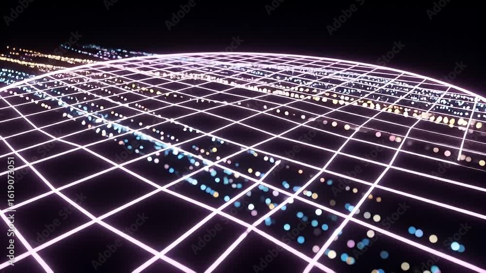 Poster global network visualization: a dynamic representation of a global network, depicted through a stunn