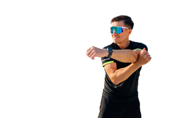 Runner stretching arms before a race sportswear