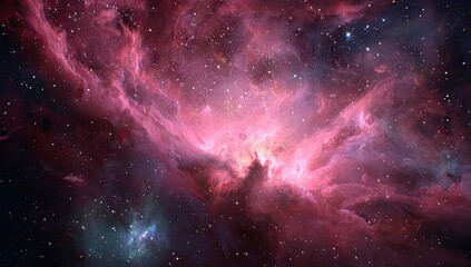 Fototapeta premium Cosmic Nebula Pink & Blue Gaseous Clouds in Space