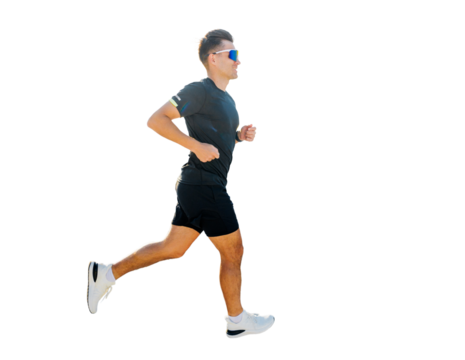Runner in motion capturing the spirit of fitness, transparent background.