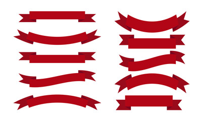 Obraz premium Ribbon banners set. Red. Big ribbons set. Ribbons collection isolated on white background. Ribbons set for promotion design. Vector illustration. EPS10.