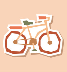 Bicycle Sticker with Flat Soft Color Palette in Cutout Style