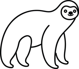 Cartoon Sloth Hanging on White Background animal drawing