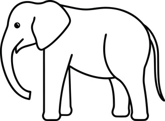 Simple Outline Drawing of an African Elephant Standing on a White Background savanna elephant pachyderm