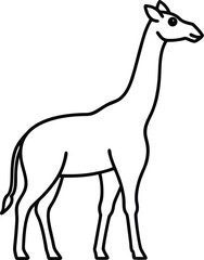 Outline Illustration of a Giraffe with a Long Neck on a White Background african giraffe mammal
