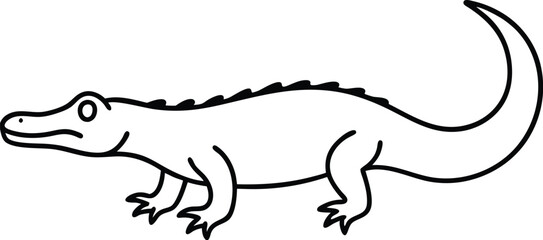 Simple Outline of a Crocodile on a White Background alligator reptile