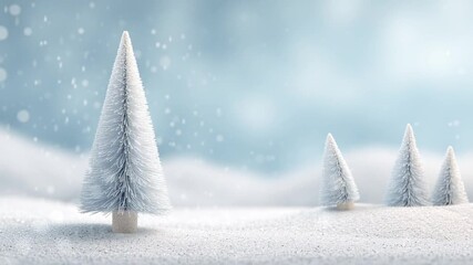 A serene winter scene with snow-covered fir trees. - Powered by Adobe