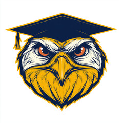 wise owl mascot logo with graduation hat with white background
