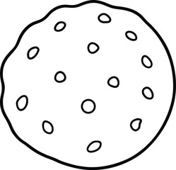 chocolate chip cookie line art vector illustration on transparent background