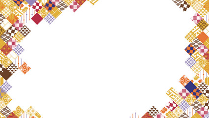 秋の季節の彩り和柄背景イラスト
