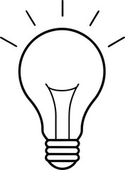 glowing light bulb line art vector illustration on transparent background