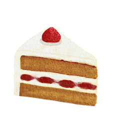 image of a cake slice with strawberry topping, transparent PNG