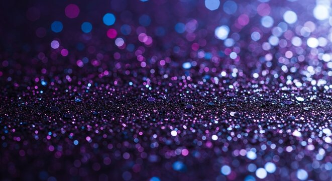 Sparkling Purple and Blue Glitter Background with Bokeh Effect - Powered by Adobe