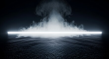 Dark Empty Room with Smoke and Light Beam