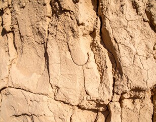 Sandy Beige Rock Texture with Cracks and Weathered Details in Arid Climate