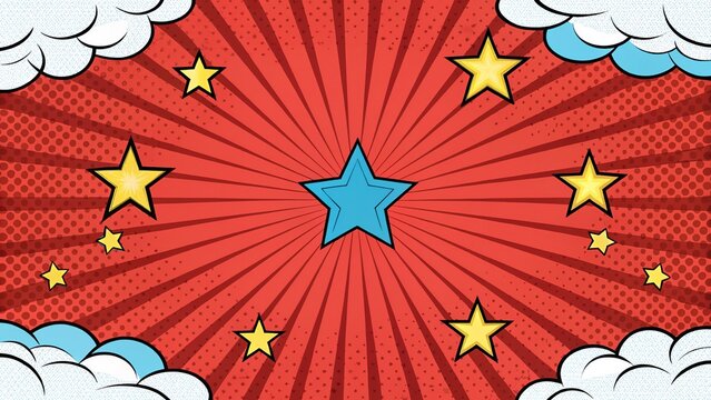 Comic Book Background with Stars and Clouds