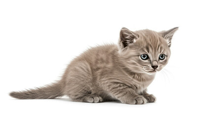 Adorable Gray Kitten in Studio Setting.