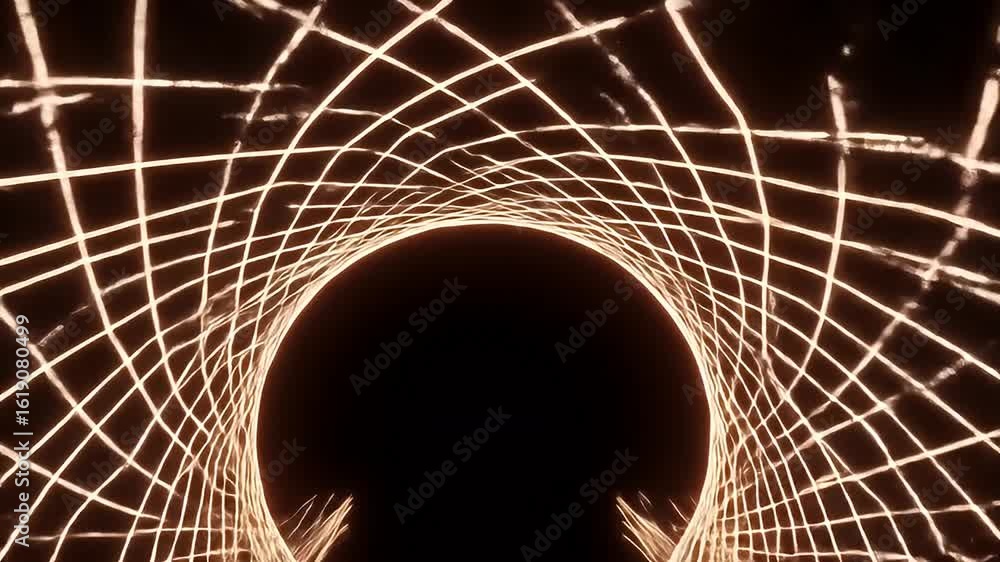 Poster abstract golden tunnel: a mesmerizing abstract depiction of a tunnel, constructed from illuminated g