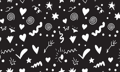 Obraz premium Abstract black background with expressive shapes and icons in flat design Suitable for edgy branding and modern visuals