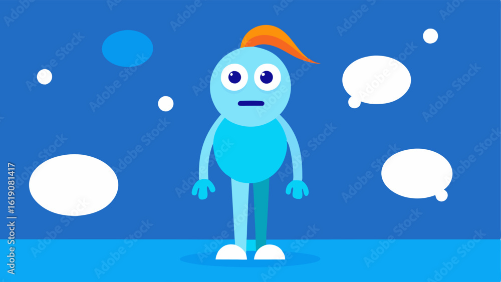 Poster awkward silence a cartoon character stands frozen in an exaggerated pose with a blank expression and
