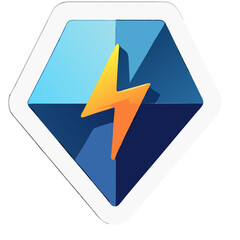 Abstract Diamond Icon with Lightning Bolt. Modern Power, Energy, Speed, and Technology Symbol. Digital Concept Graphic.