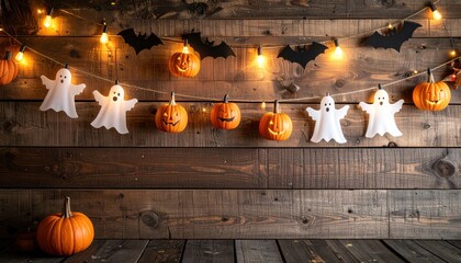 Halloween Decorations with Pumpkins and Ghosts
