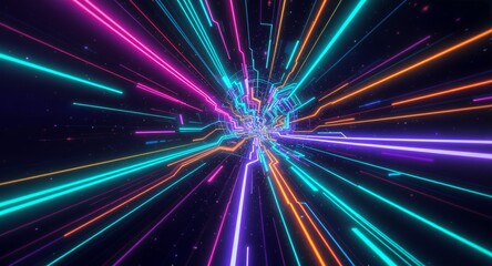 Obraz premium Neon Lights Speed Lines Abstract Background