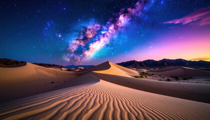 Starry Desert Landscape Milky Way Night Sky