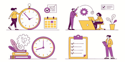  Project Management Illustrations: Workflow, Scheduling & Productivity