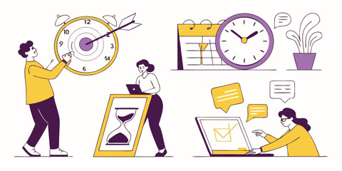 Time Management Illustrations: Scheduling, Deadlines, and Productivity