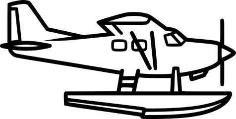 seaplane silhouette line art vector illustration with a white background