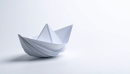 Origami Paper Boat On White Background